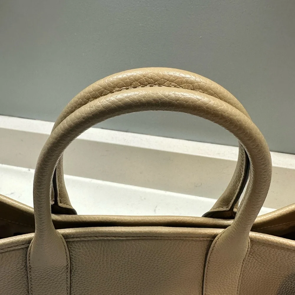 Michael Kors Beige Pebbled Leather Tote with Logo Strap crossbody/shoulder bag‎